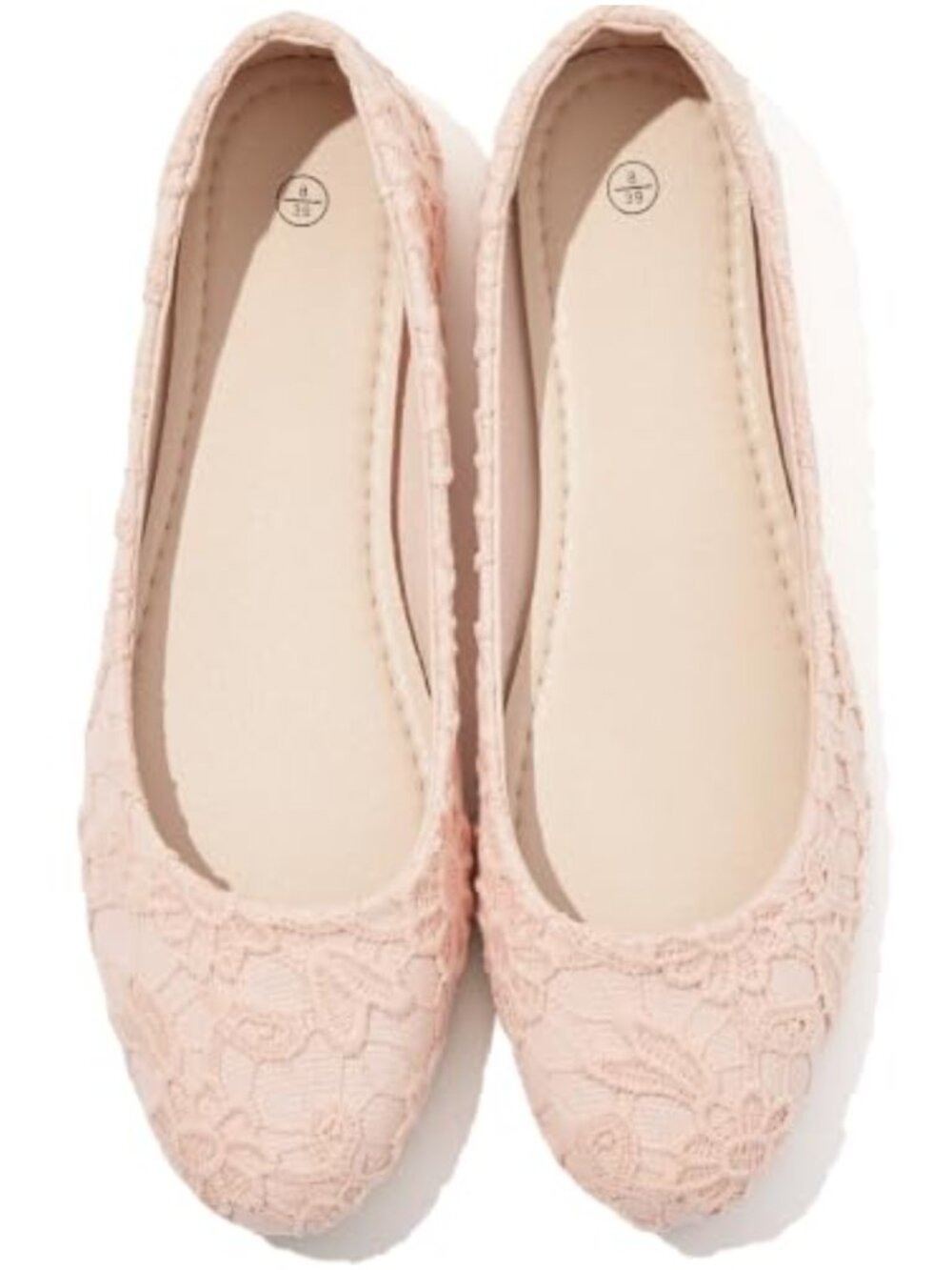 Women's Round Toe Ballet Flats Lace Mesh Dressy Foldable Low Heel